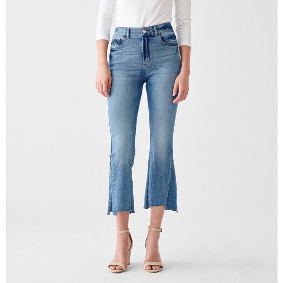 DL1961 Bridget Cropped Boot Jeans Size 26 Ludgate Blue Raw Hem Classic Staple - Picture 7 of 15